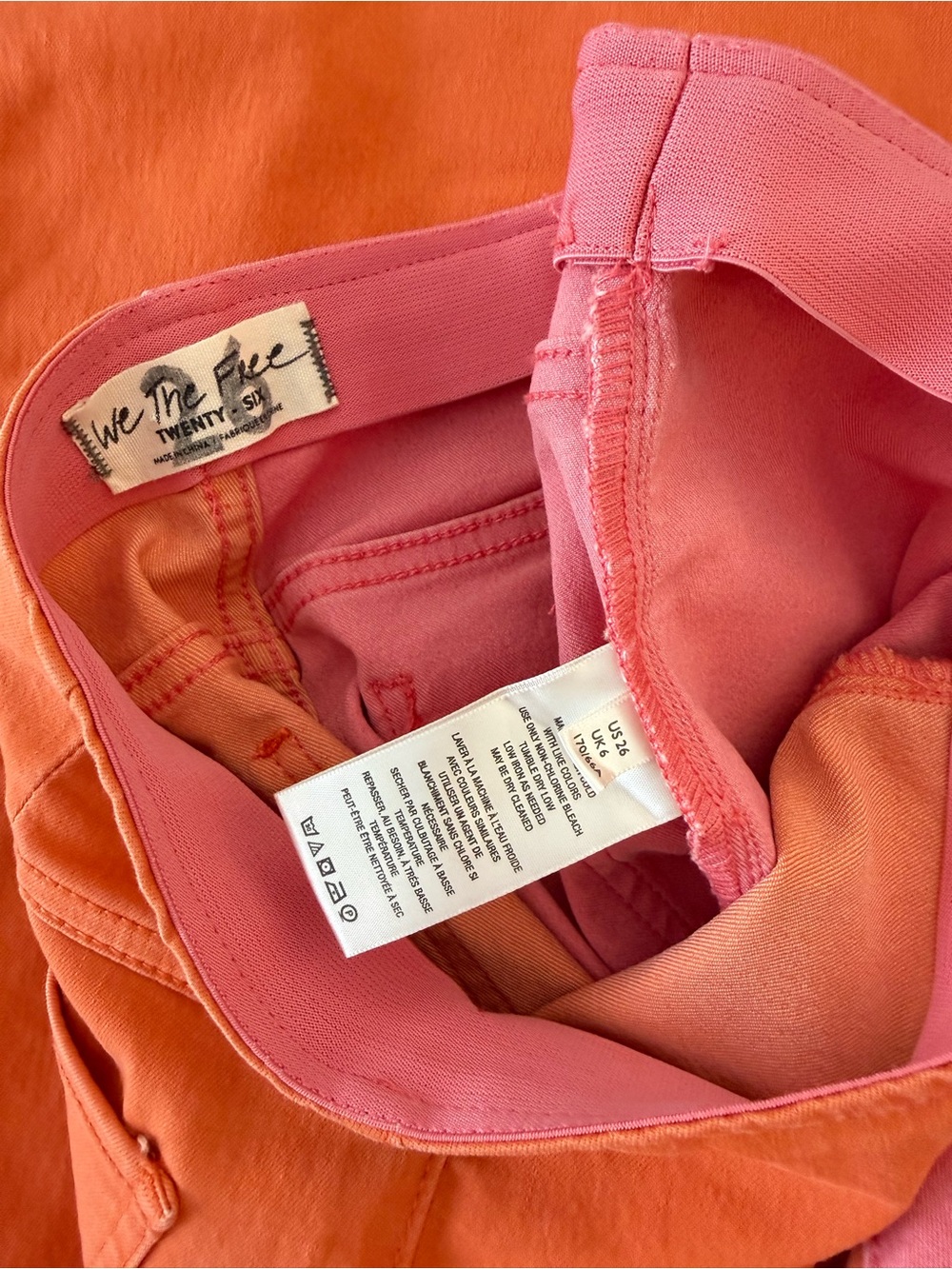 We The Free Two-Tone Pink and Orange Flare Jeans - Picture 6 of 6